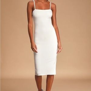 Lulus - Paulina White Bodycon Midi Dress